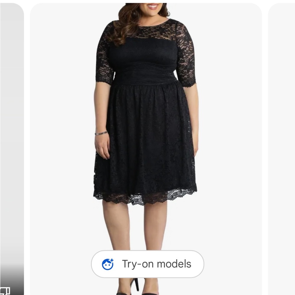 NWT - Beautiful Lined Black Lace Dress - Picture 4 of 7